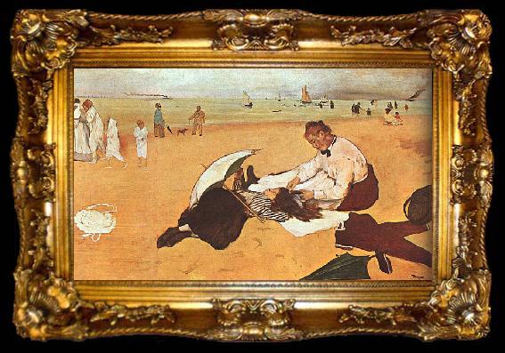 framed  Edgar Degas At the Beach_z, ta009-2